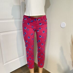 Y2K Abercrombie & Fitch vntg floral skinny jeans pink barbiecor 90s boho stretch